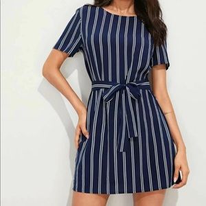 NWOT SHEIN Striped Dress with Belt
